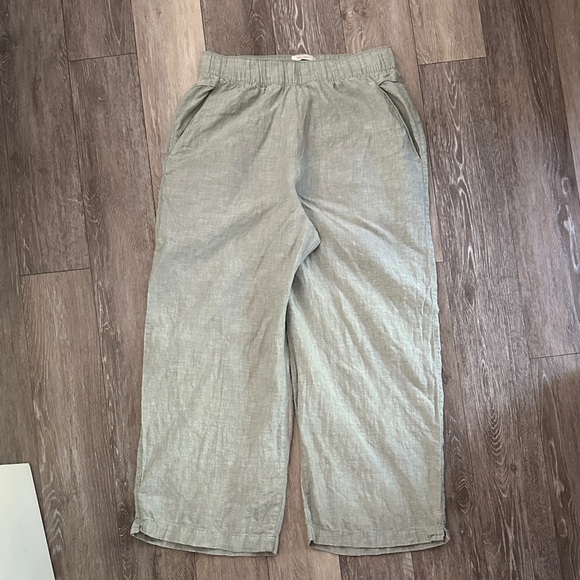 CYNTHIA ROWLEY | Light Green Wide Leg Linen Pants - Picture 2 of 13